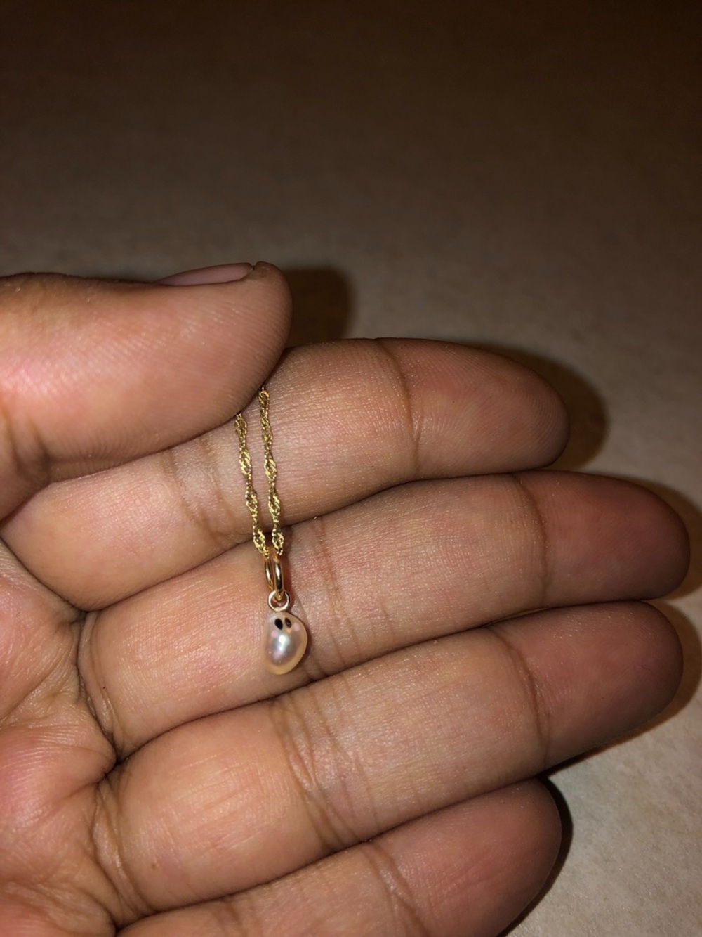 Delicate Gold Pearl Drop ghost face  - Women Jewelry